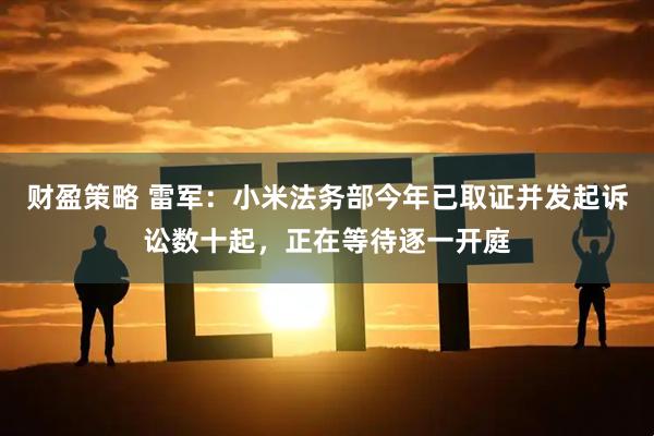 财盈策略 雷军：小米法务部今年已取证并发起诉讼数十起，正在等待逐一开庭